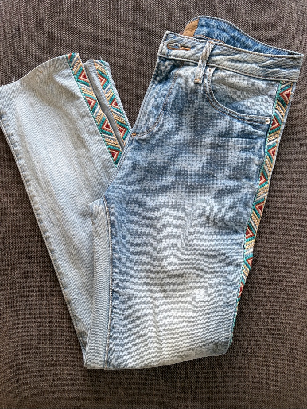 Free People Light Blue Embroidered Side-Trim Women’s Jeans